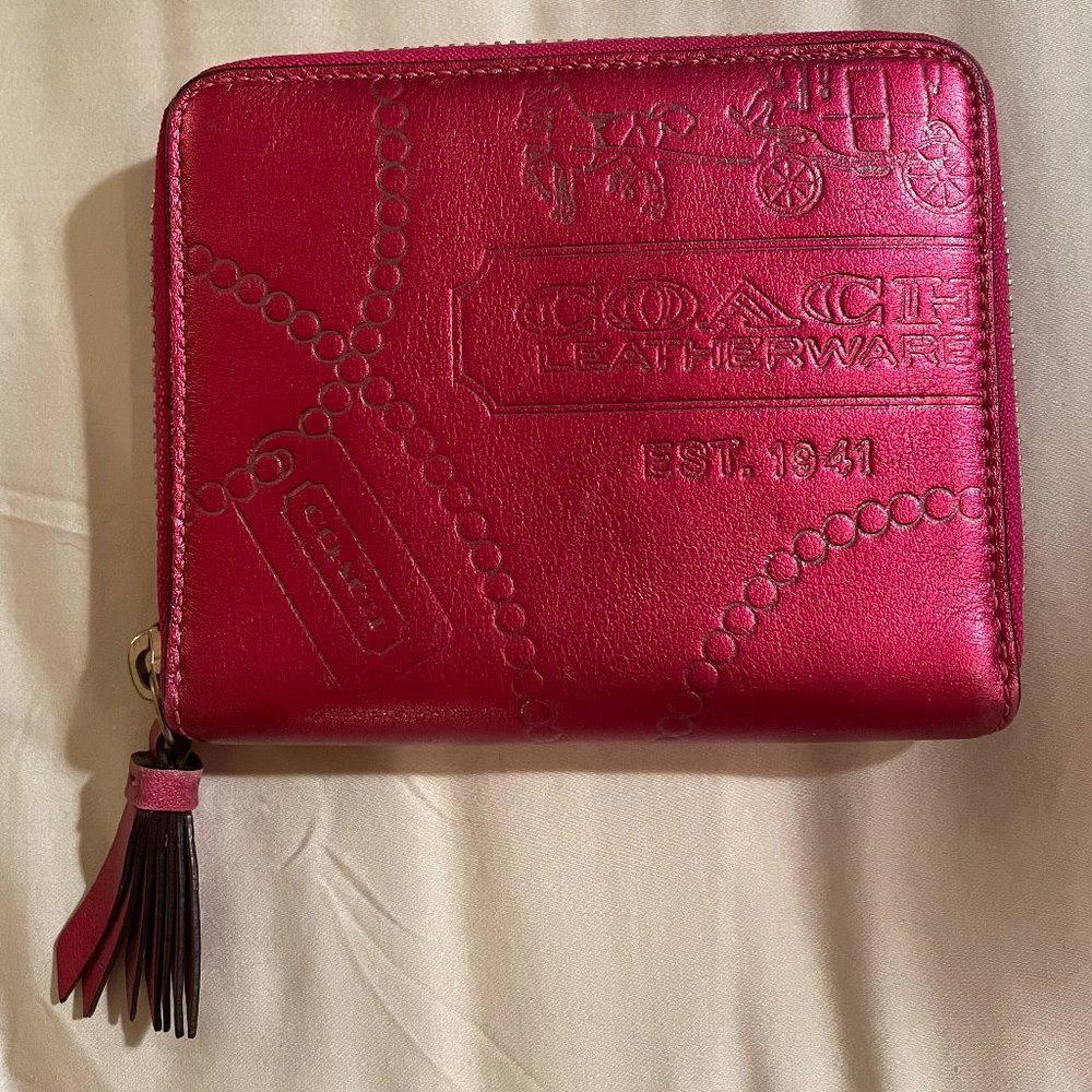 RARE Metallic Magenta Leather COACH Wallet